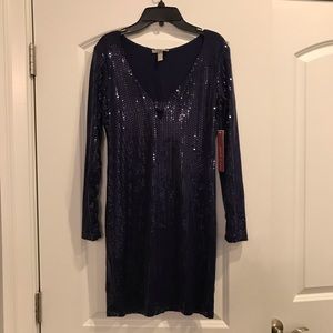 Aqua Sequin Shift Dress